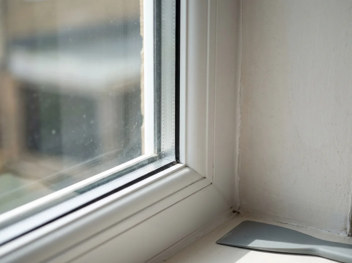Insulated window with visibly thicker outer glass pane in a bedroom